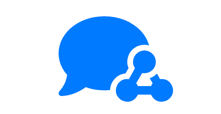 A blue bubble with a molecule and a speech bubble

Description automatically generated